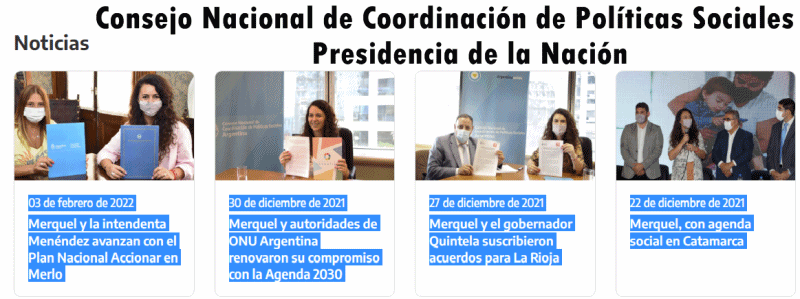 Marisol Merquel Presidente del Consejo Nacional de Coordinacion de Politicas Sociales  en Pigüé en funciones a pesar de la acusación de corrupción