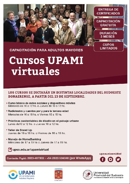 CAPACITACIÓN VIRTUAL PÀRA ADULTOS MAYORES EN LA UPSO POR CONVENIO CON PAMI
